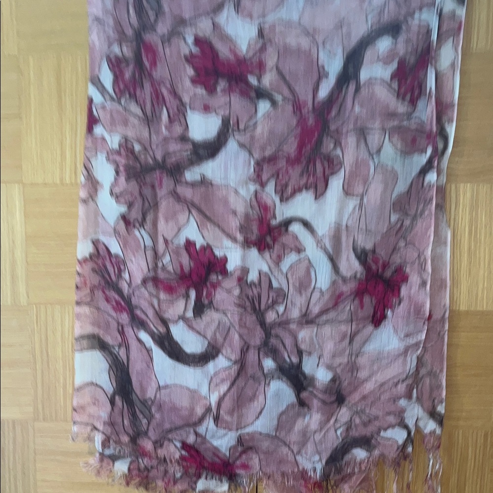 Banana Republic Pink and Red Floral Scarf